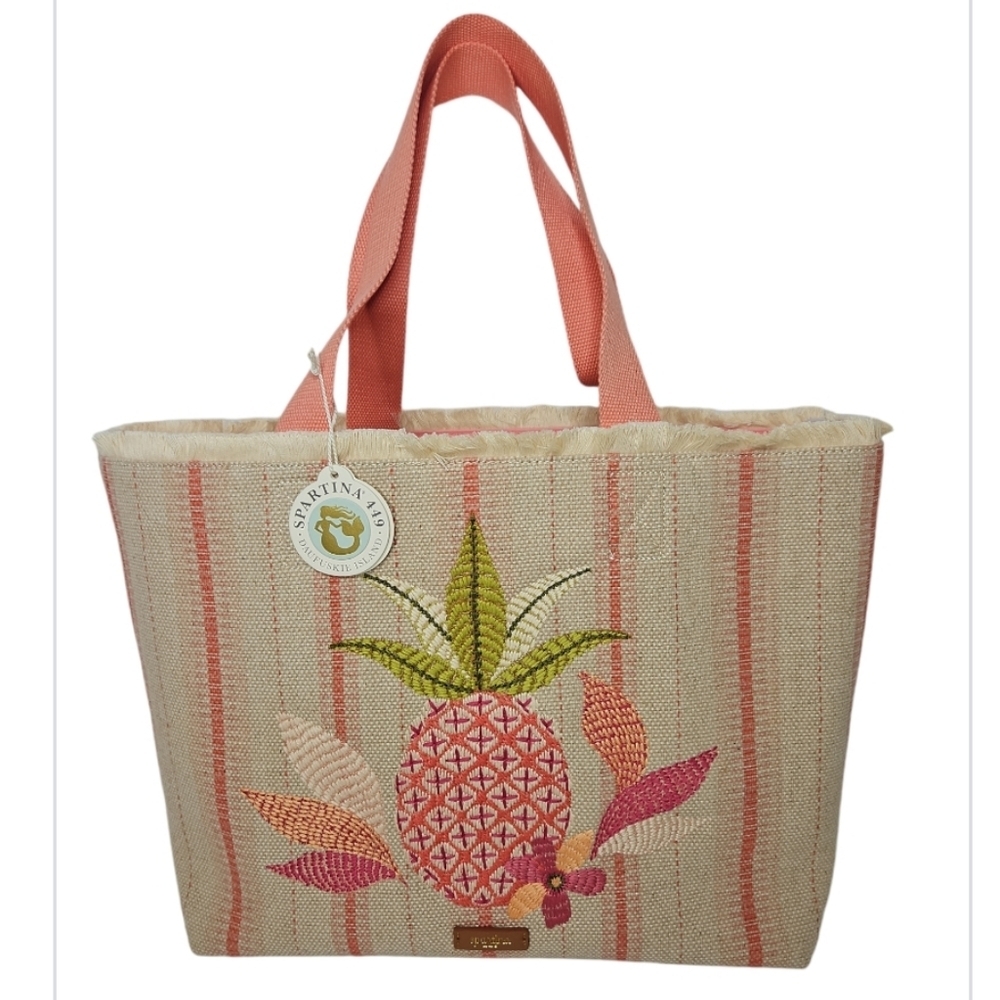 Spartina 449 Embroidered Beach Tote Callawassie Pineapple NEW